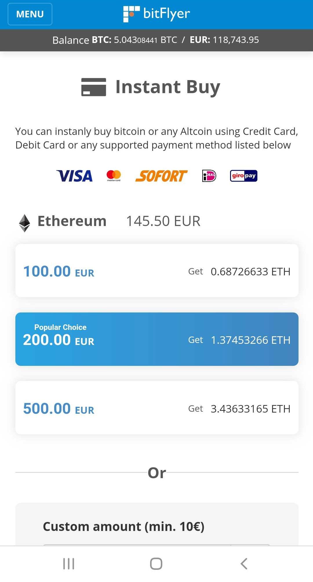 instant buy bitcoin cash
